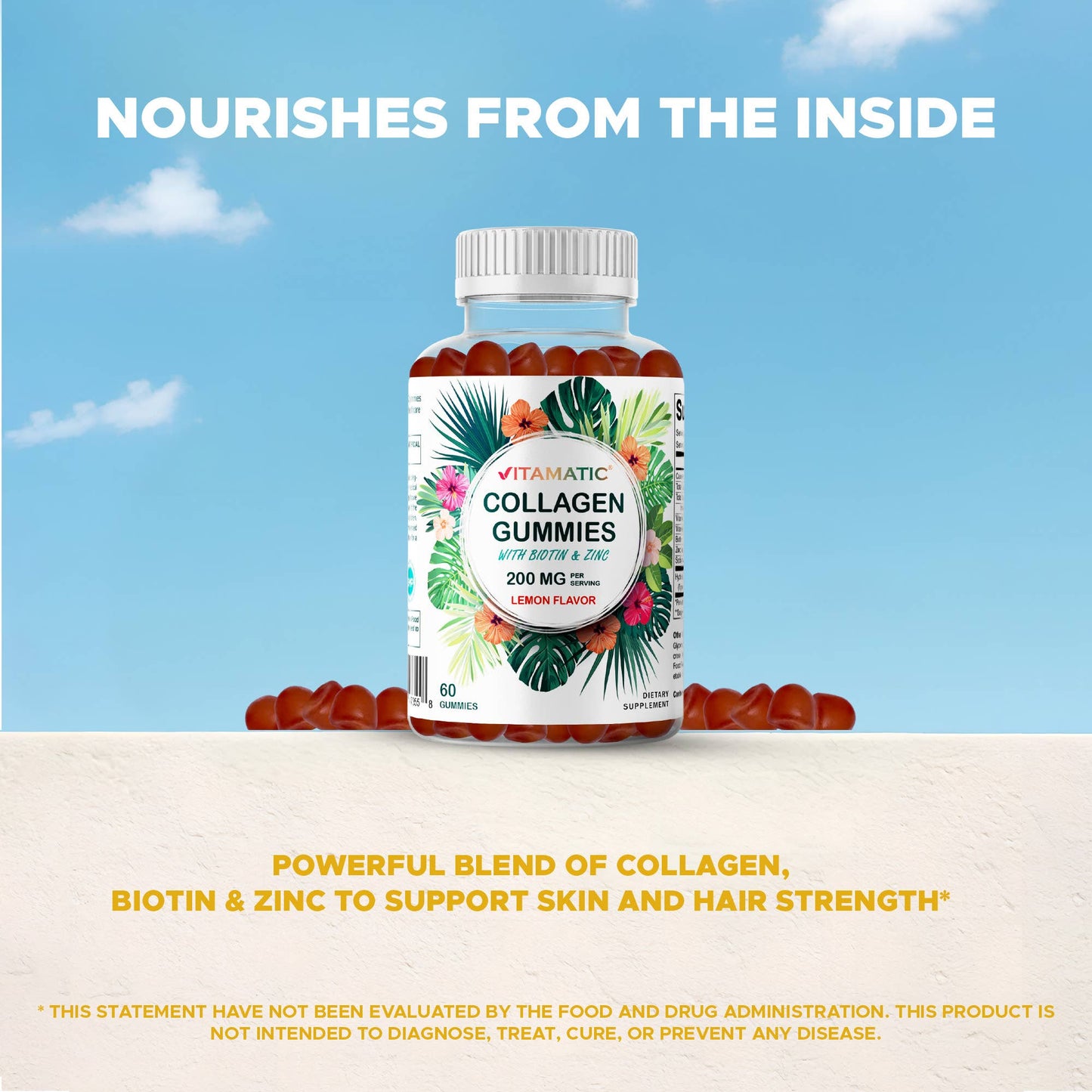 Vitamatic Hydrolyzed Collagen Gummies with Zinc and Biotin