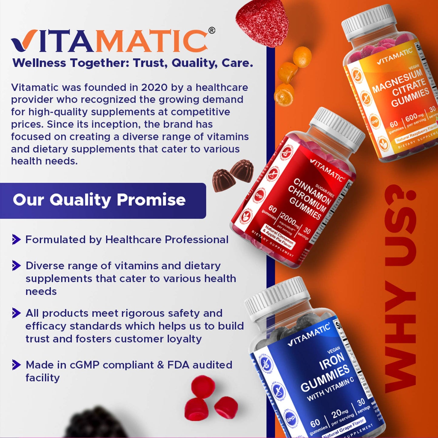 Vitamatic Prebiotic Fiber Gummies for Adults - 7G Fiber