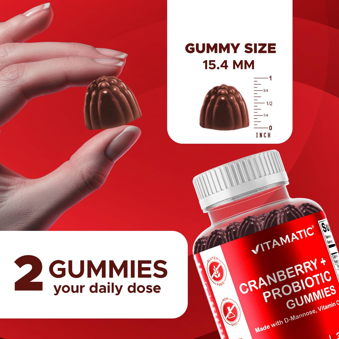 Vitamatic Cranberry with Probiotics | 60 Vegan Gummies