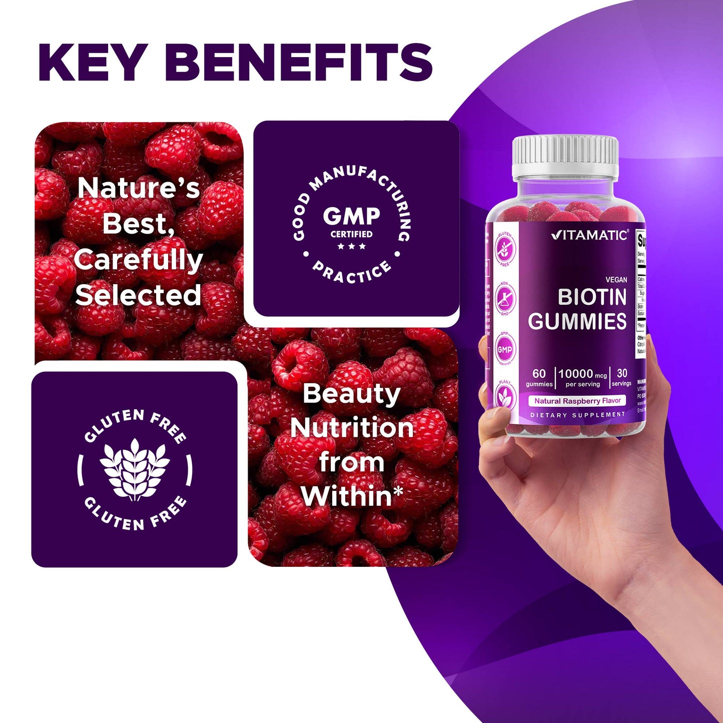 Vitamatic Biotin Gummies 10,000mcg
