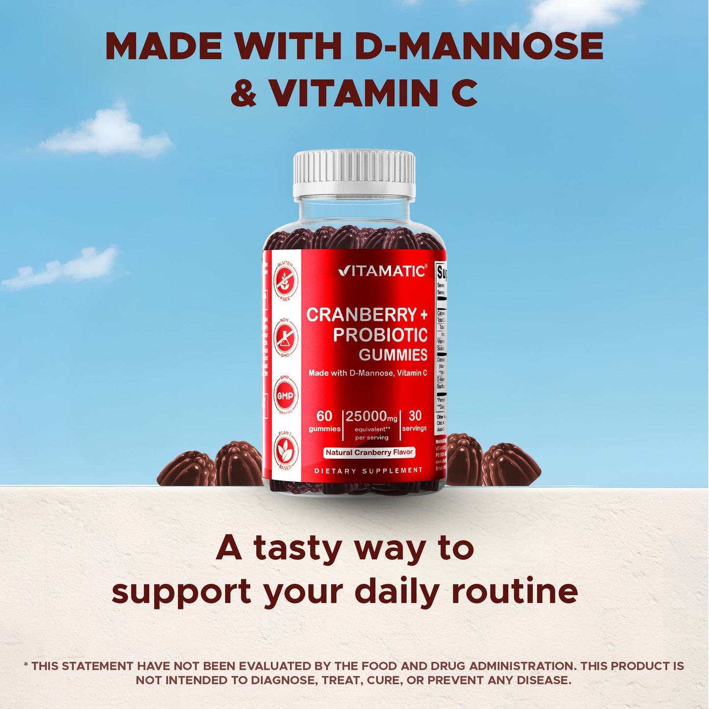 Vitamatic Cranberry with Probiotics | 60 Vegan Gummies