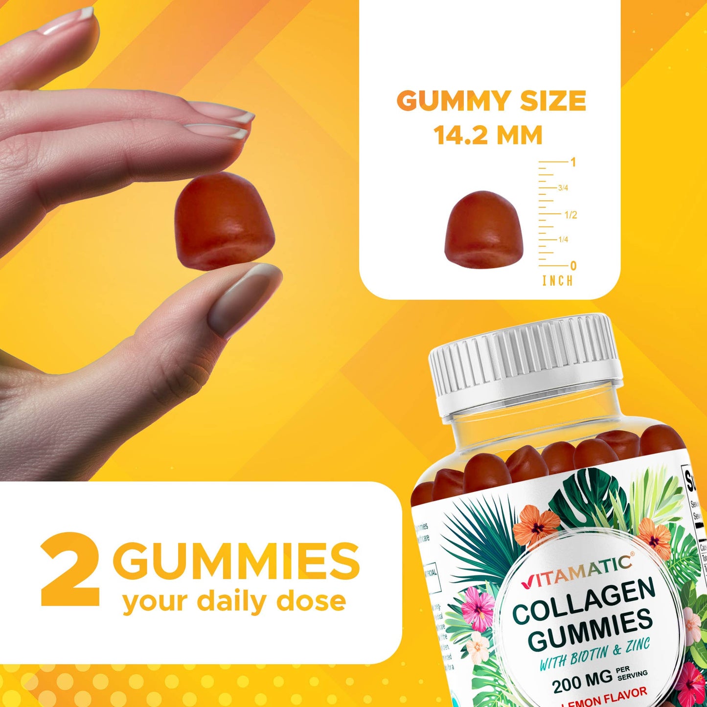 Vitamatic Hydrolyzed Collagen Gummies with Zinc and Biotin