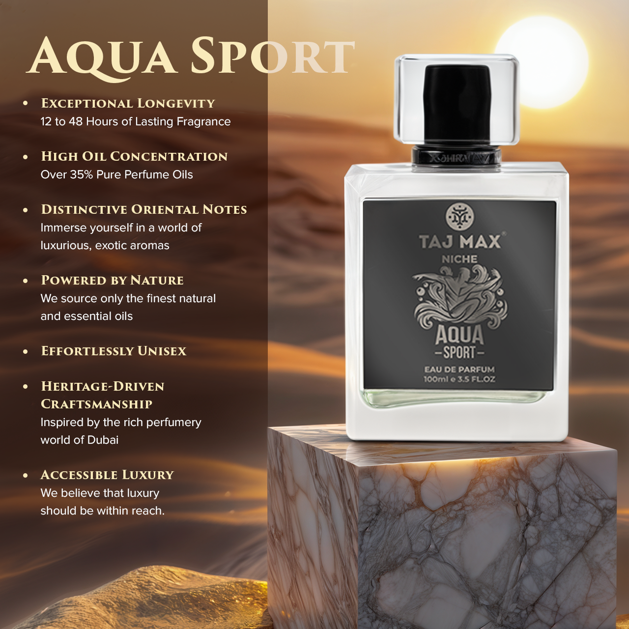 TAJ MAX AQUA SPORT 3.4 OZ Dubai Long-Lasting Perfume