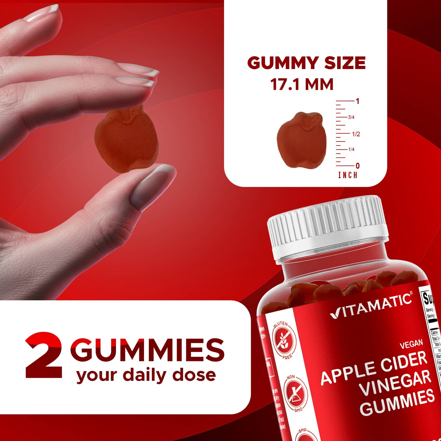 Vitamatic Apple Cider Vinegar 1000mg | 60 Vegan Gummies