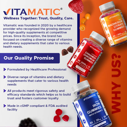 Vitamatic Prebiotic Fiber Gummies for Adults - 7G Fiber
