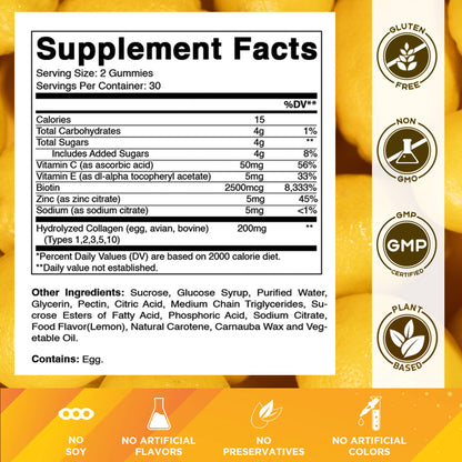 Vitamatic Hydrolyzed Collagen Gummies with  Zinc and Biotin
