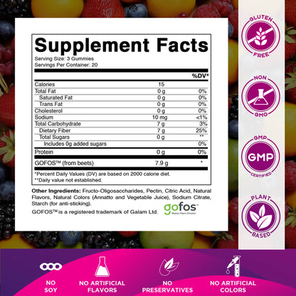 Vitamatic Prebiotic Fiber Gummies for Adults - 7G Fiber